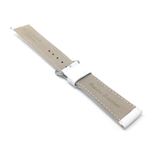 Bandini Womens Semi-Padded Leather Smart Watch Smart Watch Band Strap, Stitch For Garmin Venu Sq - 20mm, White / Silver Buckle