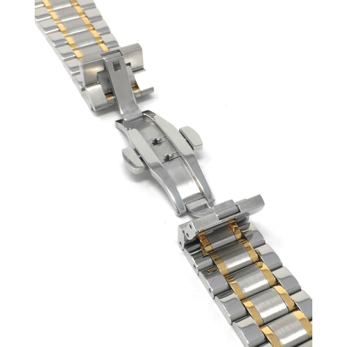 Bandini Stainless Steel Smart Watch Band Strap, Removable Links For Withings Nokia Steel HR 40mm, Horizon - 20mm, Silver / Gold