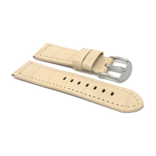 Bandini Bracelet large pour montre intelligente en cuir motif alligator pour hommes pour Michael Kors Access Runway - 18mm, Beige / Boucle Argentée