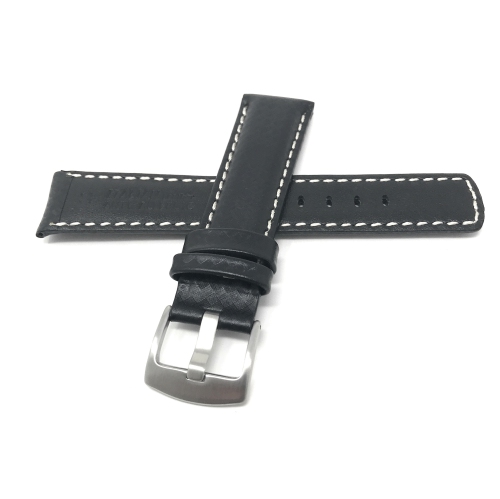 Bandini Bracelet de montre intelligente en cuir à motif de fibre de carbone pour hommes pour Michael Kors Bradshaw - 22mm, Noir / Blanc / Boucle