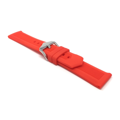 Bandini Bracelet de montre intelligente en caoutchouc silicone noir souple et étanche pour Garmin pourerunner, Vivoactive 4 - 22mm, Rouge / Boucle
