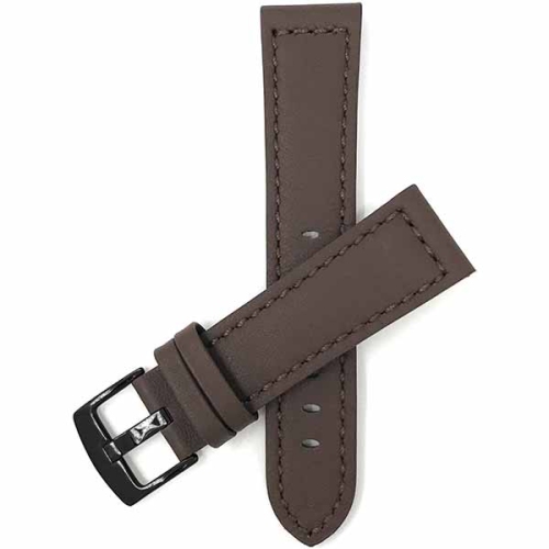 Bandini Thick Racer Style Mens Leather Smart Watch Band Strap For Amazfit Bip, U, S, Lite, GTR 42mm, GTS - 20mm, Brown / Black Buckle