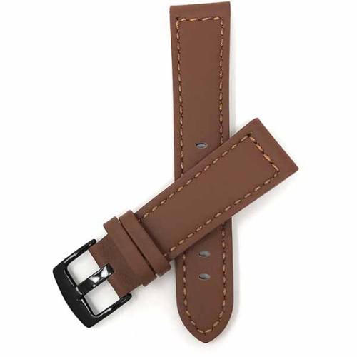 Bandini Thick Racer Style Mens Leather Smart Watch Band Strap For Amazfit Bip, U, S, Lite, GTR 42mm, GTS - 20mm, Tan / Black Buckle