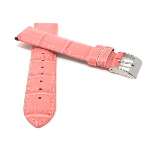 Bandini Womens Leather Alligator Pattern Smart Watch Band Strap For Withings Nokia Steel HR 40mm, Horizon - 20mm, Hot Pink / Silver Buckle