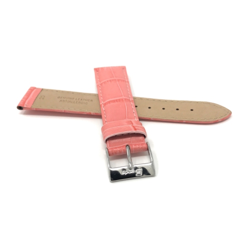 Bandini Womens Leather Alligator Pattern Smart Watch Band Strap For Withings Nokia Steel HR 40mm, Horizon - 20mm, Hot Pink / Silver Buckle