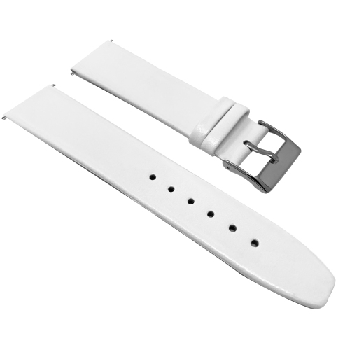 Bandini Classic Quick Release Slim Leather Smart Watch Band Strap For Garmin Forerunner, Vivoactive 4 - 22mm, White / Silver Buckle