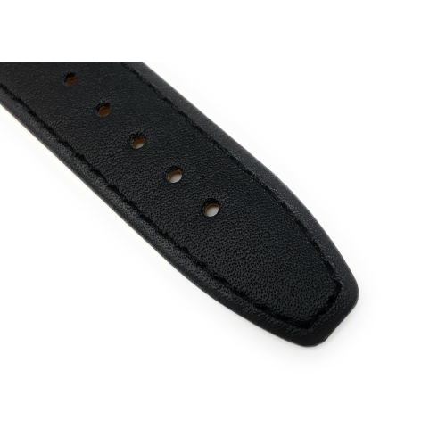 Bandini Bracelet classique mince en cuir pour montre intelligent, surpiqûre pour Garmin pourerunner, Vivoactive 4 - 22mm, Noir / Boucle Argentée