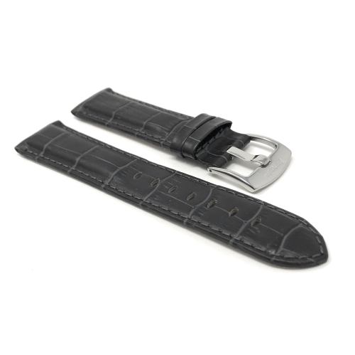 Bandini Mens Leather Alligator Pattern Smart Watch Band Strap For Skagen Falster 2 and 3, Jorn - 22mm, Grey / Silver Buckle