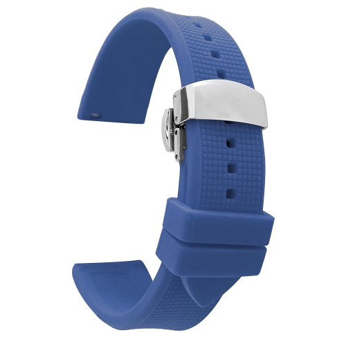 BANDINI  Waterproof Soft Rubber Silicone Deployment Smart Watch Band Strap for Oneplus Watch - 22MM In Blue