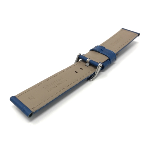 Bandini Bracelet pour montre intelligente en cuir motif alligator imperméable pour hommes pour Fossil Hybird HR Latitude - 24mm, Bleu / Boucle