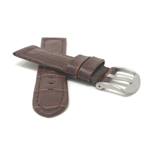 Bandini Bracelet large pour montre intelligente en cuir motif alligator pour hommes pour Michael Kors Access Runway - 18mm, Brun / Boucle Argentée