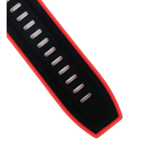 Bandini Quick Release Two-Tone Rubber Silicone Smart Watch Strap For Oneplus Watch - 22mm, Black / Red / Silver Buckle