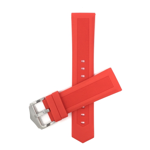 BANDINI  Waterproof Soft Black Rubber Silicone Smart Watch Band Strap for Mobvoi Ticwatch E2, S2, Pro, Pro 3 - 22MM In Red