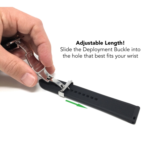 Bandini Waterproof Soft Rubber Silicone Deployment Smart Watch Band Strap For Fossil Gen 6, Gen 5 Julianna, Carlyle, Collider, Neutra, Everett, Retro