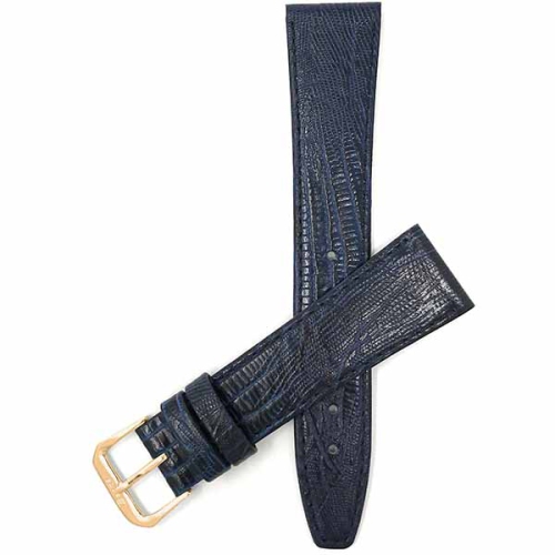 BANDINI  Flat Leather Texas Teju Pattern Smart Watch Band Strap for Michael Kors Mkgo - 20MM / Gold Buckle In Blue