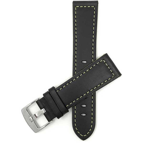BANDINI  Mens Thick Two-Tone Leather Racing Smart Watch Band Strap for Fossil Gen 6 (42Mm), Hybird Hr Scarlette, Chartier - 18Mm, Black / / Silver