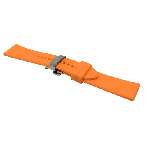 Bandini Bracelet de montre intelligente en silicone caoutchouc souple et à boucle déployante pour Sunnto 9, Suunto 7 - 22mm, Orange / Boucle Argentée