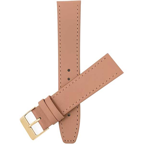 Bandini Bracelet classique mince en cuir pour montre intelligent, surpiqûre pour Garmin pourerunner, Vivoactive 4 - 22mm, Rose / Boucle Dorée