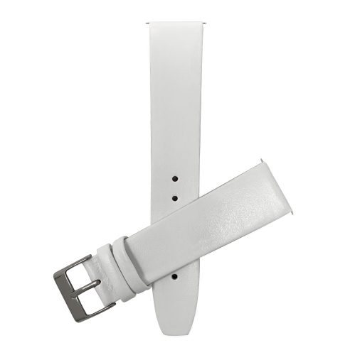 BANDINI  Classic Quick Release Slim Leather Smart Watch Band Strap for Mobvoi Ticwatch E2, S2, Pro, Pro 3 - 22MM / Silver Buckle In White