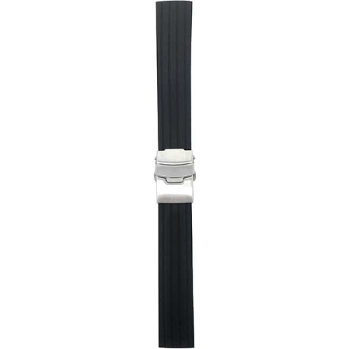 BANDINI  Rubber Silicone Deployment Smart Watch Band Strap for Sunnto 9, Suunto 7 - 22MM In Black
