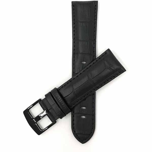 BANDINI  Mens Leather Alligator Pattern Smart Watch Band Strap for Michael Kors Bradshaw - 22MM / Buckle In Black
