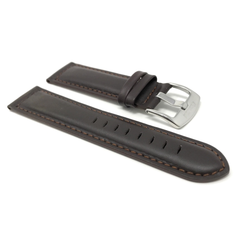 Bandini Bracelet de montre intelligente en cuir rembourré pour hommes pour Michael Kors Access Runway - 18mm, Brun / Boucle Argentée