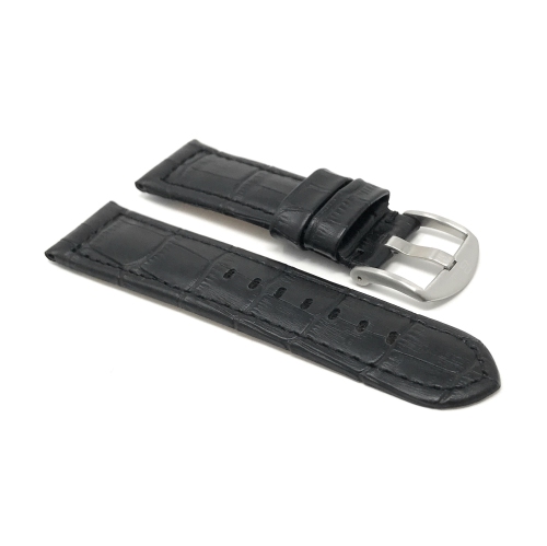 Bandini Bracelet large pour montre intelligente en cuir motif alligator pour hommes pour Michael Kors Access Runway - 18mm, Noir / Boucle Argentée