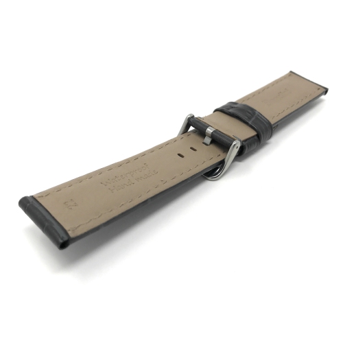 Bandini Mens Waterproof Alligator Pattern Leather Smartwatch Band Strap For Fossil Hybird HR Latitude - 24mm, Grey