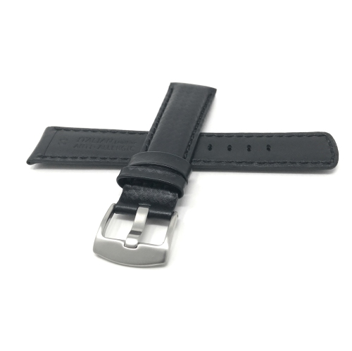 Bandini Bracelet de montre intelligente en cuir à motif de fibre de carbone pour hommes pour Withings Nokia Steel HR 40mm, Horizon - 20mm, Noir /