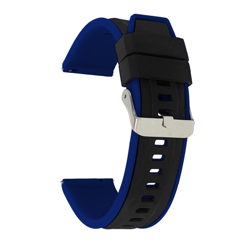 Bandini Bracelet pour montre intelligente en caoutchouc et silicone à  dégagement rapide pour Garmin Venu Sq - 20mm, Noir / Bleu / Boucle Argentée