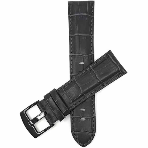 BANDINI  Mens Leather Alligator Pattern Smart Watch Band Strap for Moto360 Gen 3 (46Mm) - 22Mm, Grey / Buckle In Black