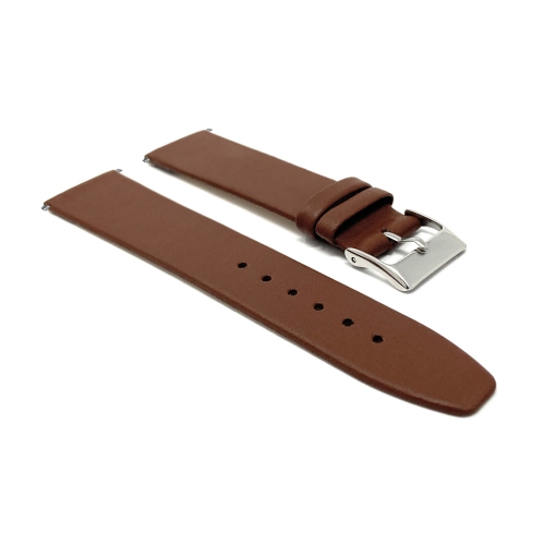 Bandini Bracelet de montre intelligente classique en cuir mince à dégagement rapide pour Michael Kors Access Runway - 18mm, Brun / Boucle Argentée