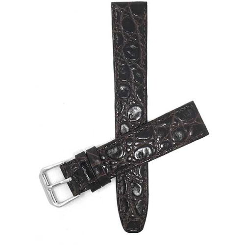 BANDINI  Womens Slim Leather Lizard Pattern Glossy Smart Watch Band Strap for Garmin Venu Sq - 20MM / Silver Buckle In Brown