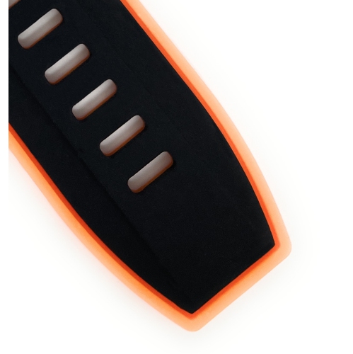 Bandini Bracelet pour montre intelligente en caoutchouc et silicone à dégagement rapide pour Oneplus Watch - 22mm, Noir / Orange / Boucle Argentée