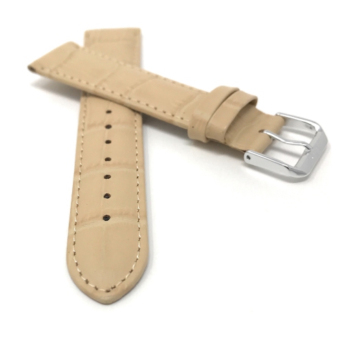 Bandini Bracelet femme en cuir motif alligator pour montre intelligente pour Garmin Venu Sq - 20mm, Beige / Boucle Argentée