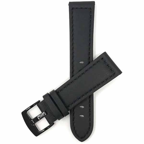 BANDINI  Thick Racer Style Mens Leather Smart Watch Band Strap for Fossil Hybird Hr Latitude - 24MM / Buckle In Black