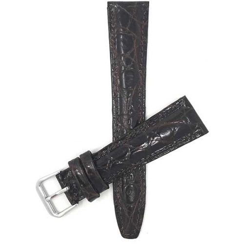 BANDINI  Womens Glossy Padded Leather Lizard Pattern Smart Watch Band Strap for Garmin Venu Sq - 20MM / Silver Buckle In Brown