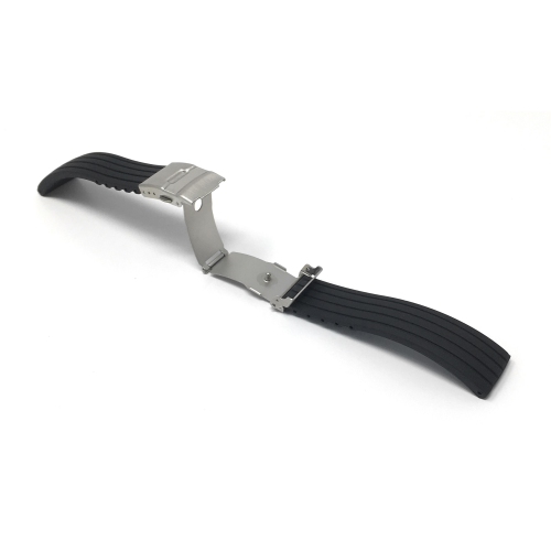 Bandini Black Rubber Silicone Deployment Smart Watch Band Strap For Withings Nokia Steel HR 40mm, Horizon - 20mm, Black