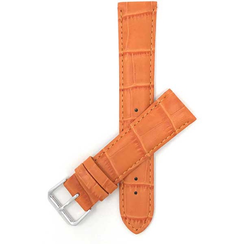 Bandini Womens Leather Alligator Pattern Smart Watch Band Strap For Withings Nokia Steel HR 40mm, Horizon - 20mm, Orange / Silver Buckle
