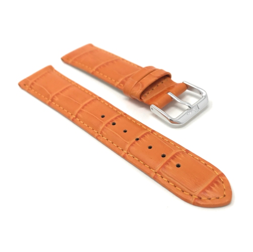 Bandini Womens Leather Alligator Pattern Smart Watch Band Strap For Withings Nokia Steel HR 40mm, Horizon - 20mm, Orange / Silver Buckle