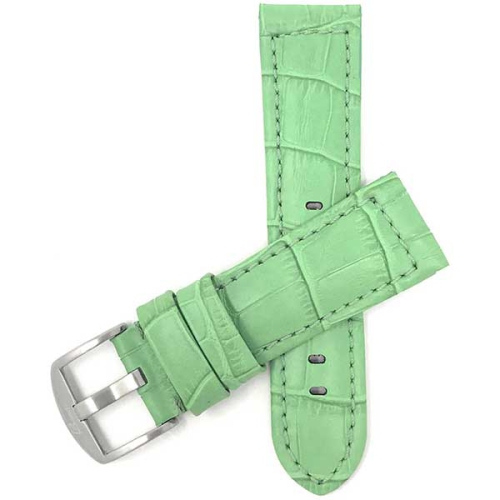 Bandini Wide Mens Alligator Pattern Leather Smart Watch Band Strap For Fossil Gen 6, Hybird HR Scarlette, Chartier - 18mm, Green