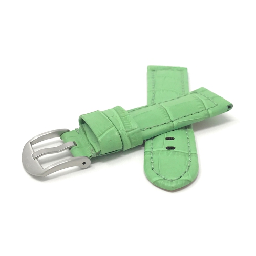 Bandini Wide Mens Alligator Pattern Leather Smart Watch Band Strap For Fossil Gen 6, Hybird HR Scarlette, Chartier - 18mm, Green