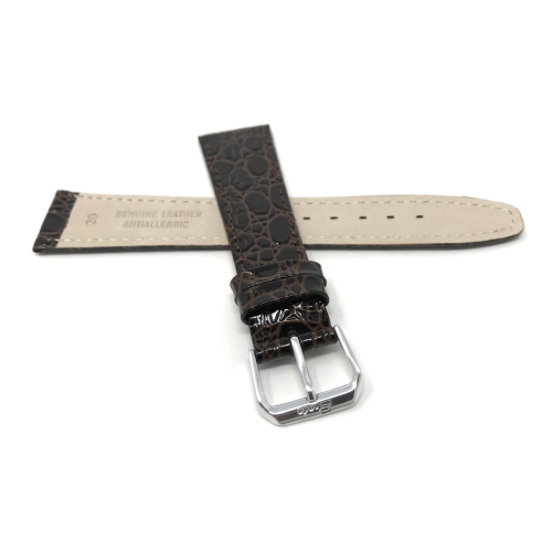 Bandini Bracelet mince pour montre intelligente en cuir motif crocodile pour femmes pour Garmin Venu Sq - 20mm, Brun / Boucle Argentée
