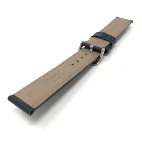 Bandini Bracelet pour montre intelligente en cuir motif alligator imperméable pour hommes pour Fossil Hybird HR Latitude - 24mm, Bleu marine / Boucle