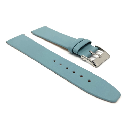 Bandini Classic Quick Release Slim Leather Smart Watch Band Strap For Oneplus Watch - 22mm, Baby Blue / Silver Buckle