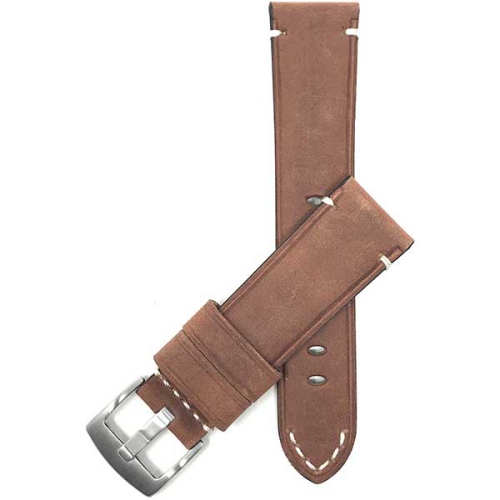 Bandini Mens Distressed Vintage Leather Smart Watch Band Strap For Amazfit GTR 47mm, GTR2, GTR 2e and Stratos - 22mm, Tan / Silver Buckle