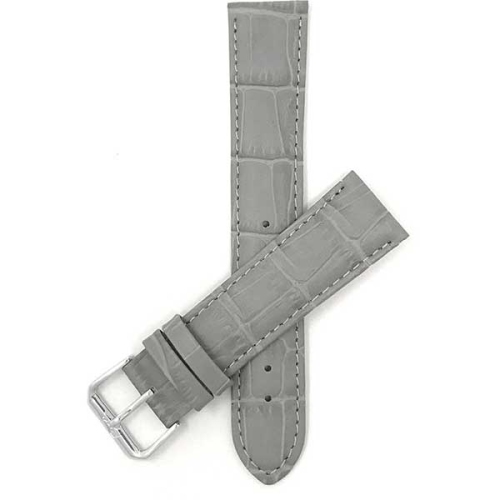 BANDINI  Womens Leather Alligator Pattern Smart Watch Band Strap for Garmin Venu Sq - 20MM / Silver Buckle In Grey