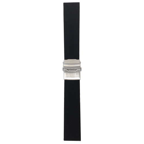 Bandini Soft Black Rubber Replacement Tread Smart Watch Band Strap, Deployment Clasp For Garmin Venu Sq - 20mm, Black