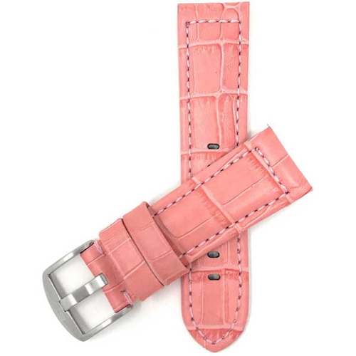 BANDINI  Wide Mens Alligator Pattern Leather Smart Watch Band Strap for Amazfit Bip, U, S, Lite, Gtr 42Mm, Gts - 20MM In Pink