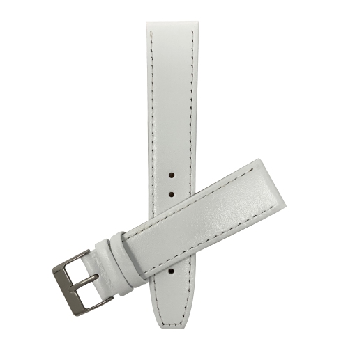 Bandini Bracelet classique mince en cuir pour montre intelligent, surpiqûre pour Garmin pourerunner, Vivoactive 4 - 22mm, Blanc / Boucle Argentée